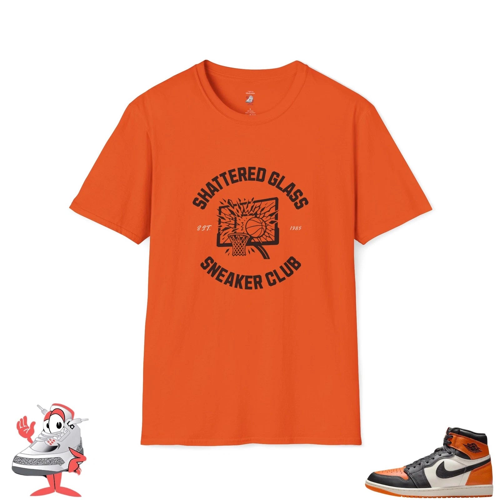 Matching Shirt For Air Jordan Retro 1 Shattered Backboard Black Orange Tee AJ1