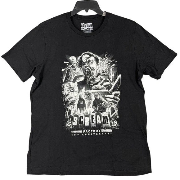 SCREAM FACTORY SHIRT MENS XL BLACK HORROR MOVIES GUTTER GARBS TEE