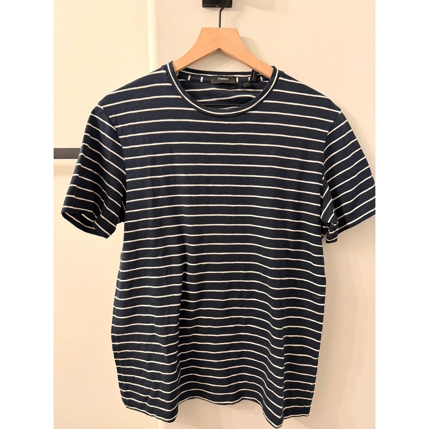 Theory Striped T-Shirt Mens Small Navy Blue