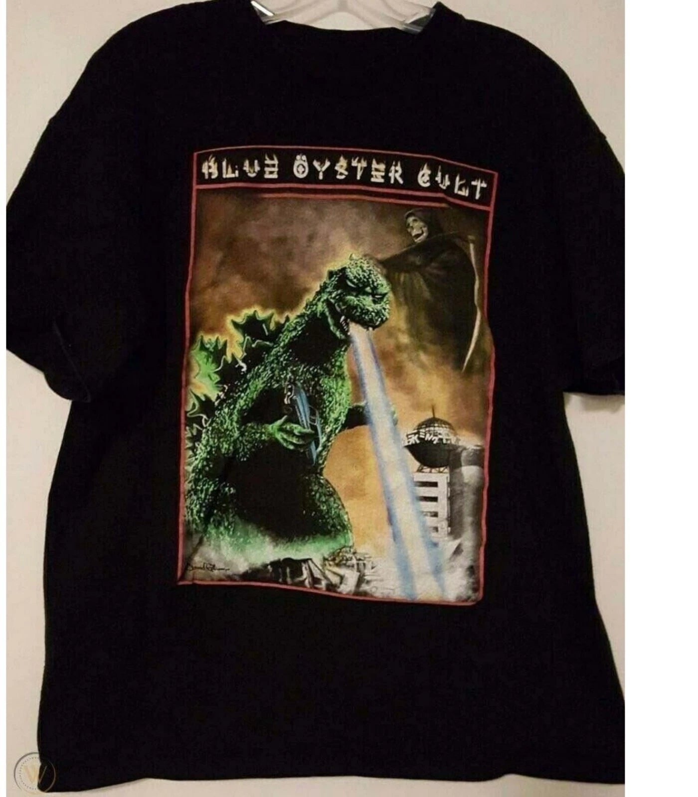 Blue Oyster Cult Godzilla Reaper Reprint Black Unisex T-Shirt S-5XL
