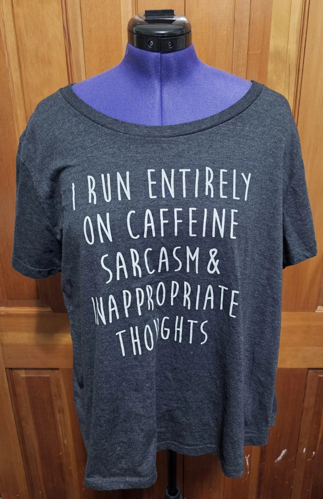 I Run On Caffeine And Sarcasm - T-shirt Quote Funny Sarcastic Gift Idea Size 3