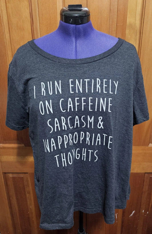 I Run On Caffeine And Sarcasm - T-shirt Quote Funny Sarcastic Gift Idea Size 3