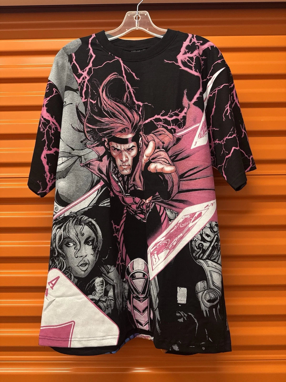 Gambit X-Men Marvel Modern AOP Black T-shirt Size 2XL Crown Tag All Over Print