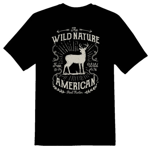 Wild Nature American real hunter black or white tee shirt