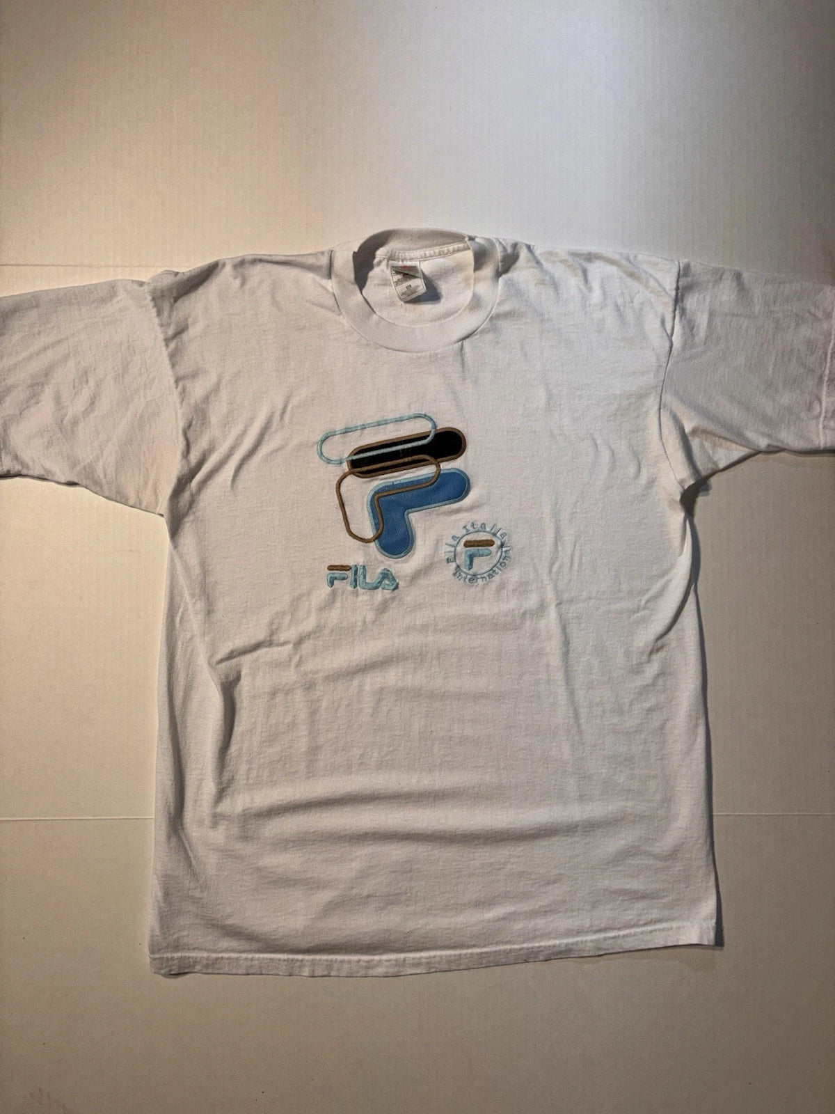 Vtg Fila Italia International Embroidered Logo Tennis Soccer 90’s Tee XL Italy