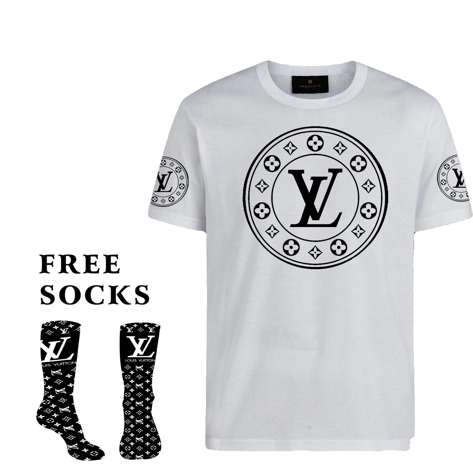Beautiful Stylish Summer LVV T-shirt M To 3xl Black Unisex T-shirt free socks