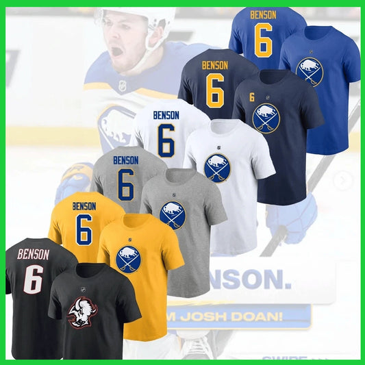 NEW - Zach #6 Benson Buff@lo S@bres 2026 Player Name & Number Shirt Fan Look