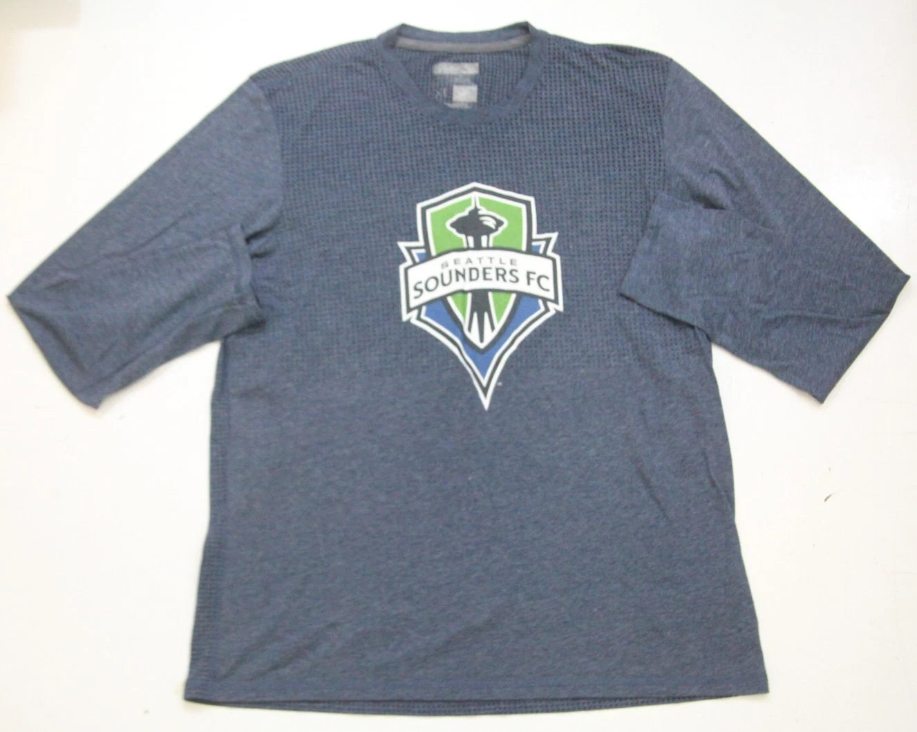 XL Adidas Seattle Sounders Blue MLS Long Sleeve Crewneck Graphic Tee T-Shirt O38