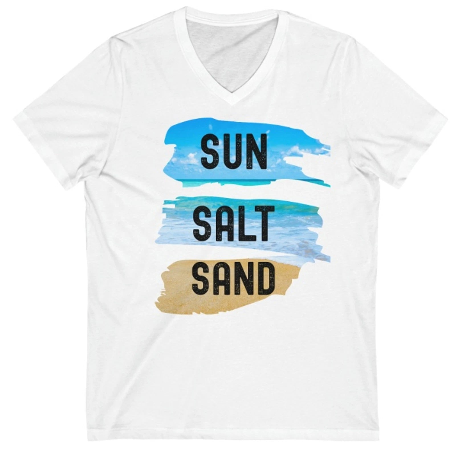 Beach t shirt, Sun Salt Sand Short Sleeve V-Neck, Ocean Tee v neck shirt 2X