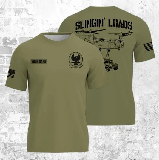 Custom Name US Military Sling Load Osprey 3D T-shirt