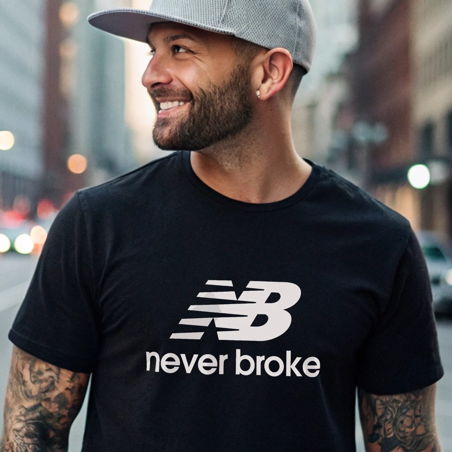 "Never Broke" Parody Funny T-Shirt - Soft modern fit New Streetwear Balance Tee