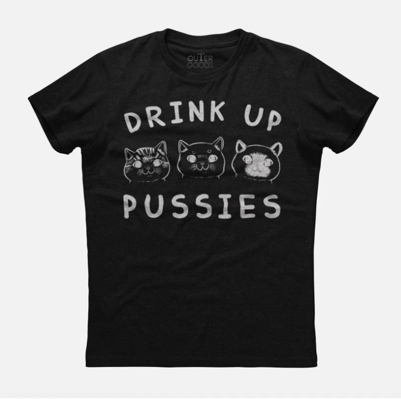 Cat Face Printed Mens Short Sleeve New Cotton Black T-shirt