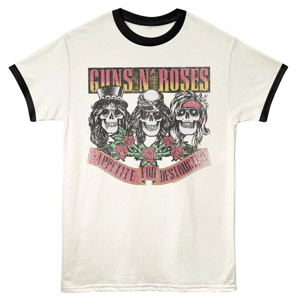 Guns N Roses Appetite For Destruction Skulls Men's Ringer T Shirt