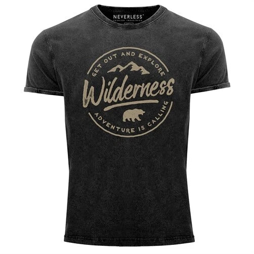 Neverless® men's T-shirt vintage shirt print shirt adventure logo mountains