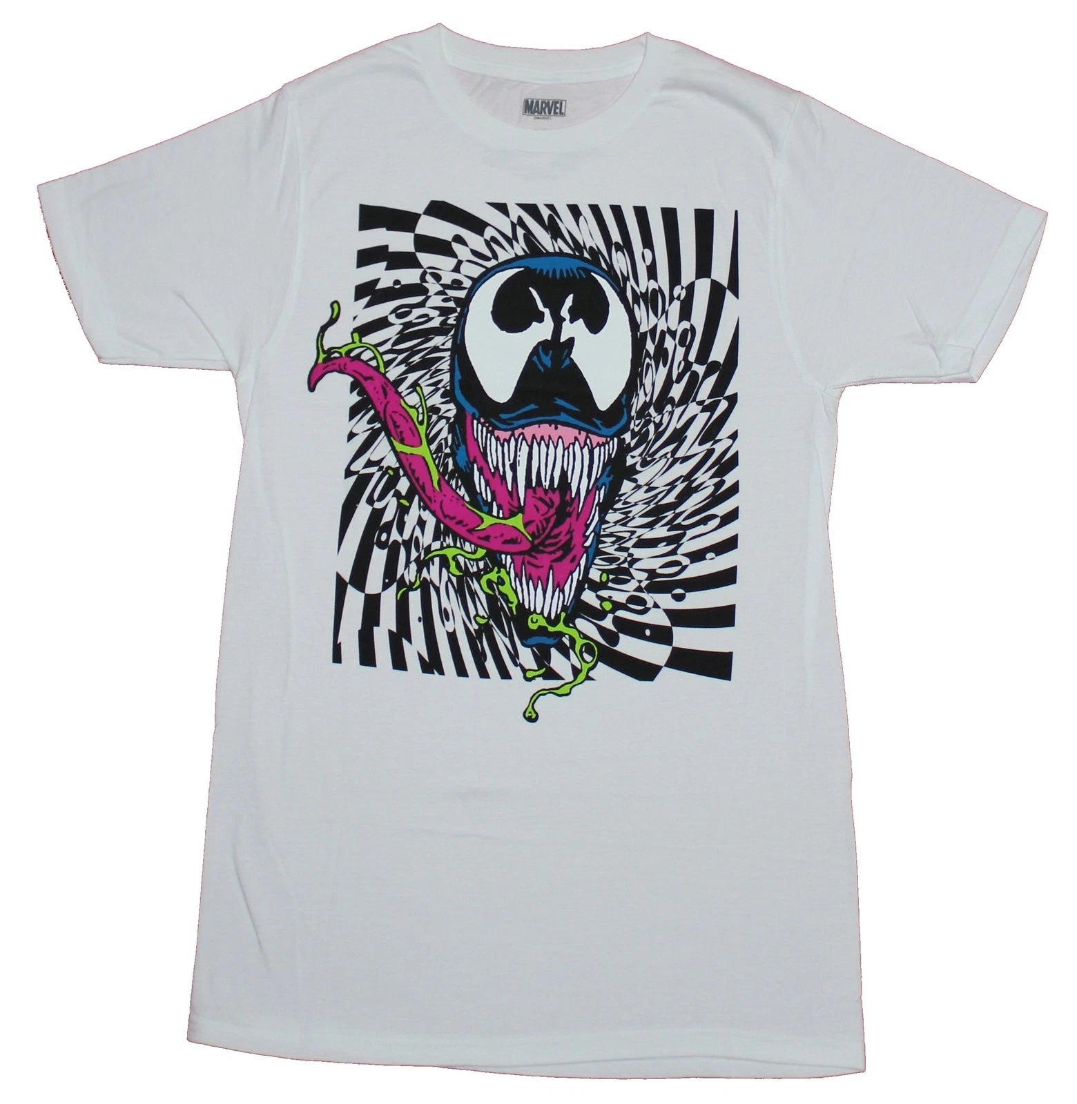 Venom Adult New T-Shirt - Hypnotized Green Spit Long Tongue Crazy Face