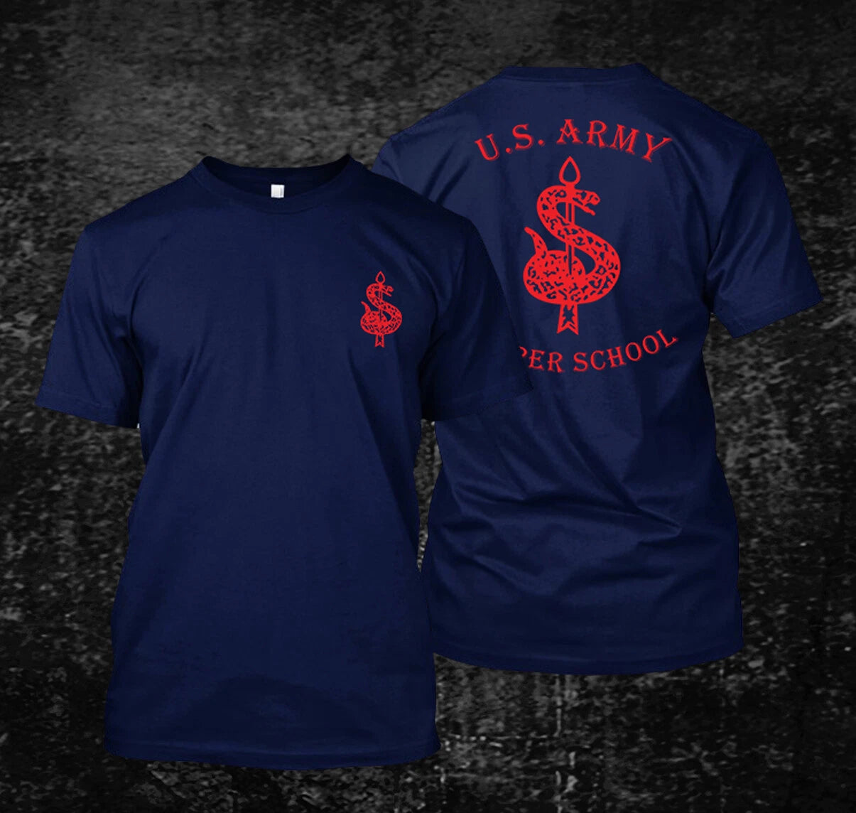 US Army Sniper School Logo  -  Custom Men's Back and front T-Shirt Tee