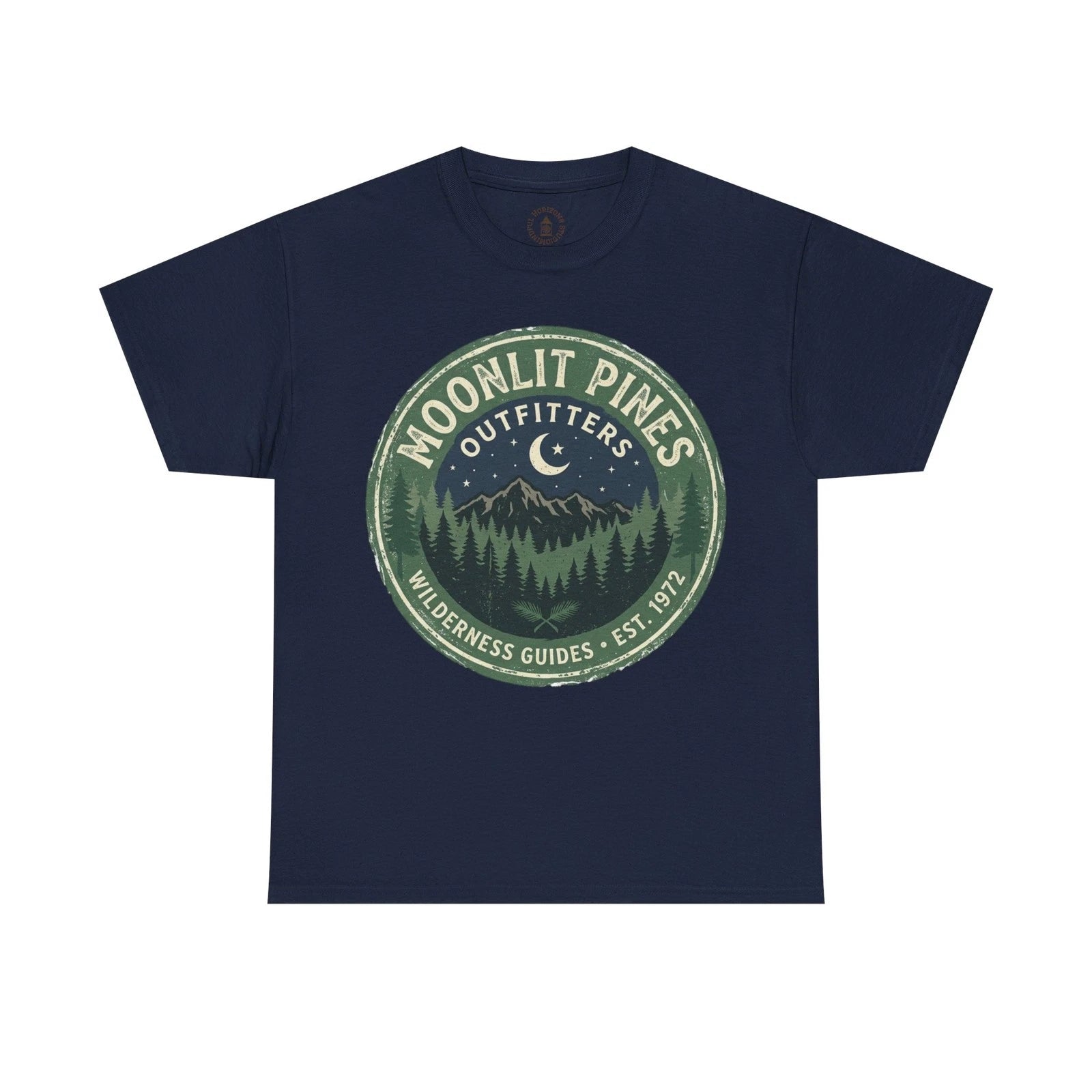 Moonlit Pines Wilderness Graphic T-Shirt Mountain Pine Forest Nature Outdoor Tee