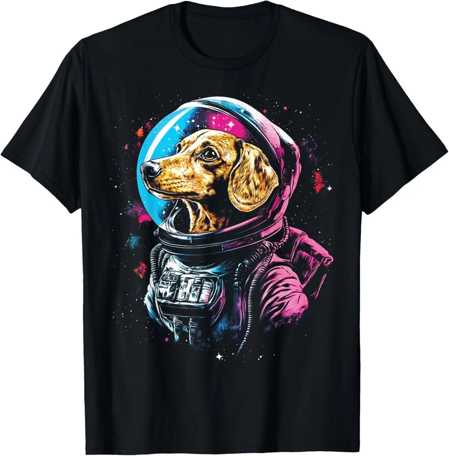 Dachshund Space Suit Men Funny Dog Meme Galaxy T-Shirt