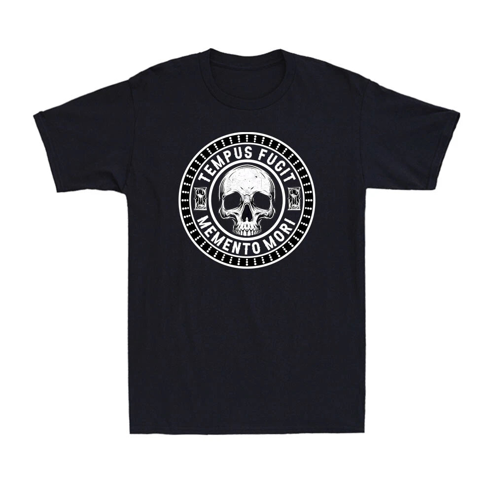 Tempus Fugit Shirt Memento Mori Latin Phrase Skull Stoic Vintage Men's T-Shirt