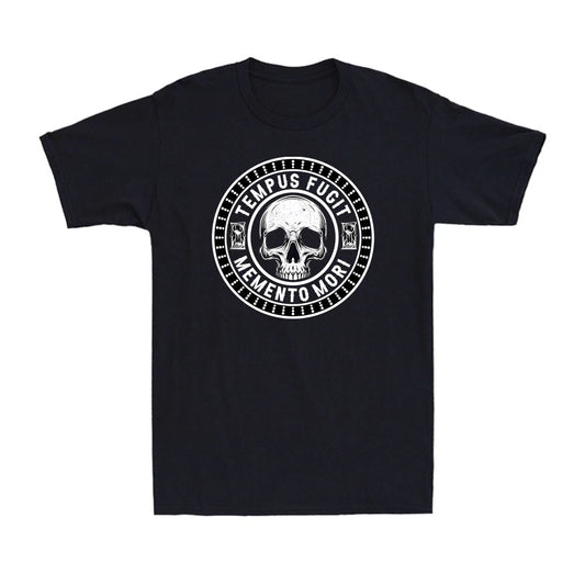 Tempus Fugit Shirt Memento Mori Latin Phrase Skull Stoic Vintage Men's T-Shirt