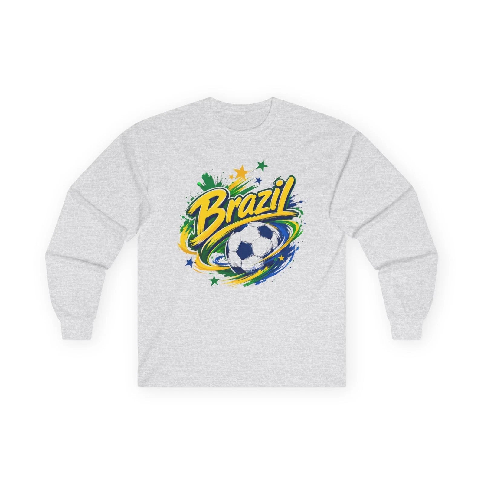 Brazil Soccer Long Sleeve Shirt Brazilian Football Fan Graphic Tee