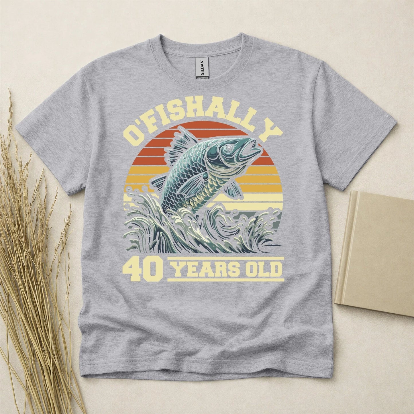 OFishally 40 Years Old Birthday T Shirt Custom Year Gift Gildan Heavy Cotton