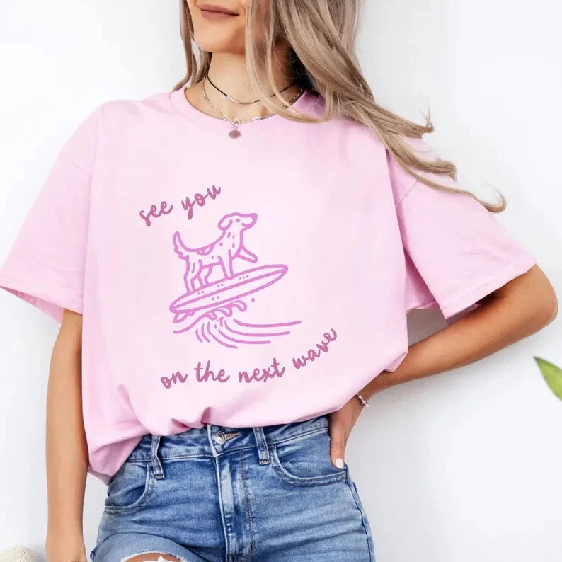 Surfer Dog T-shirt, Cute Animal Lover Tee