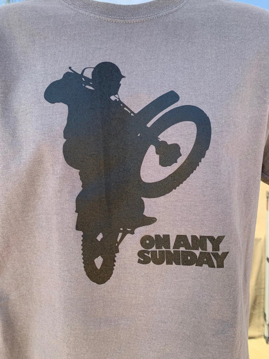 NEW ON ANY SUNDAY MOVIE T-SHIRT GREY STEVE McQUEEN FILM MOTORCYCLE MOTOCROSS FMF