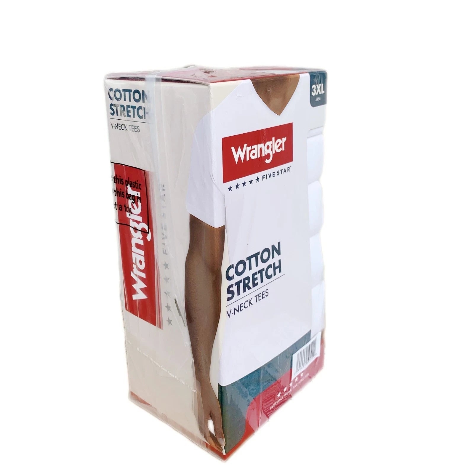 Wrangler® Men's Cotton Stretch V-NECK TEE 6-Pack   3XL (54-56)    "GIFT BOX"
