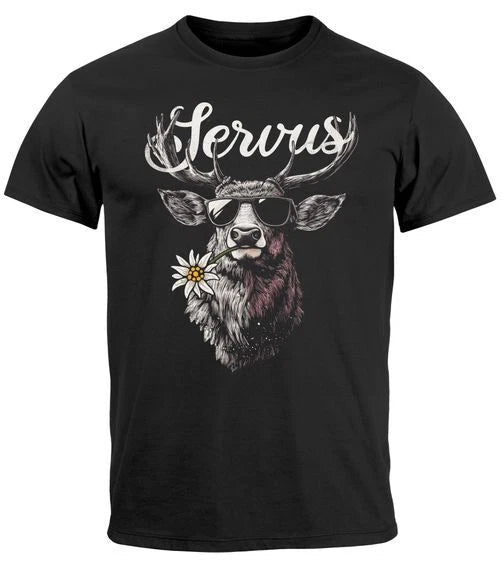 Men's T-Shirt Deer Costume Modern Funny Folk Festival Bavaria Servus Hello