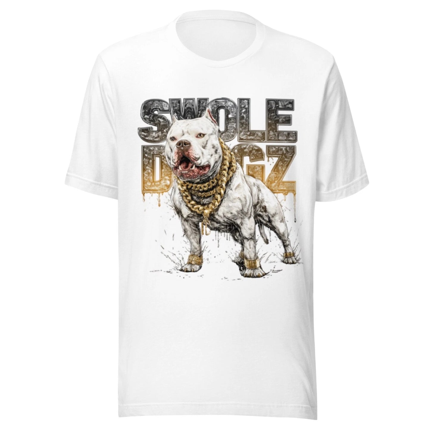 PITBULL BULLY SHIRT DOG VINTAGE - RUDE DOGS - SWOLE DOGZ Y2K  - WHITE - REDNOSE
