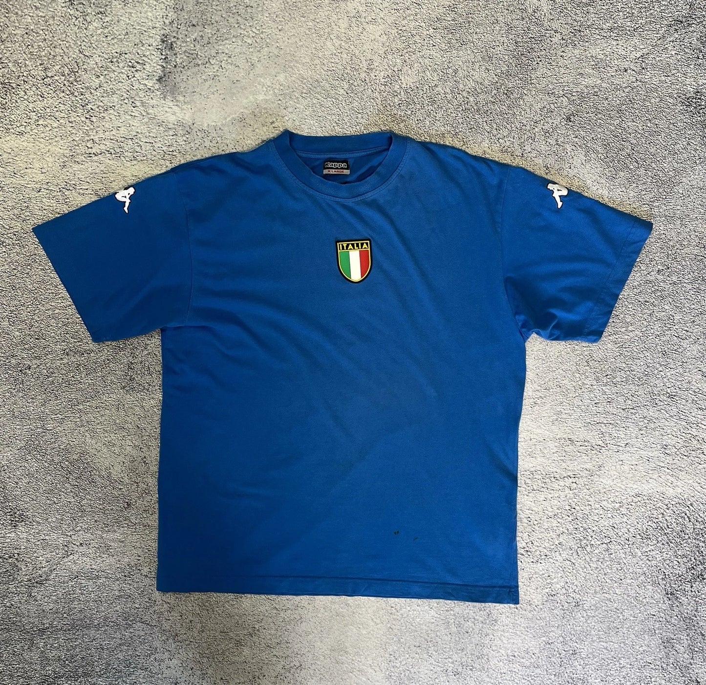 Kappa Italy Vintage Soccer Jersey T Shirt Blue Men XL Cotton Embroidered