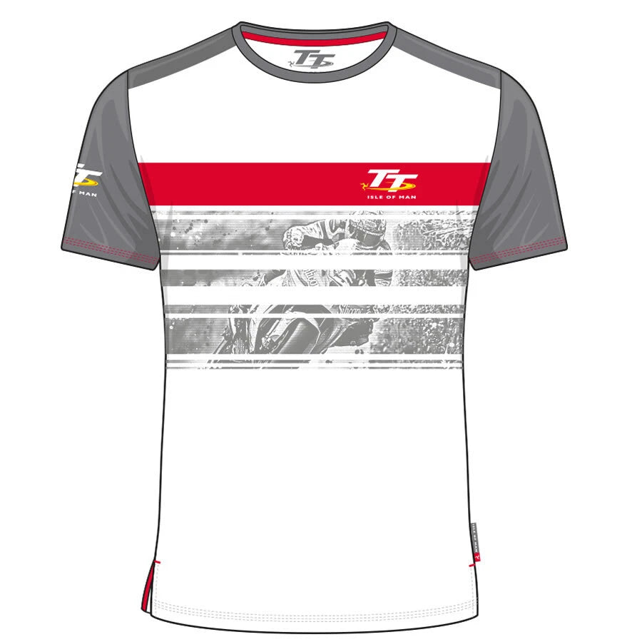 Official  Isle of Man TT Races Custom White Striped T shirt - 19ACTS5