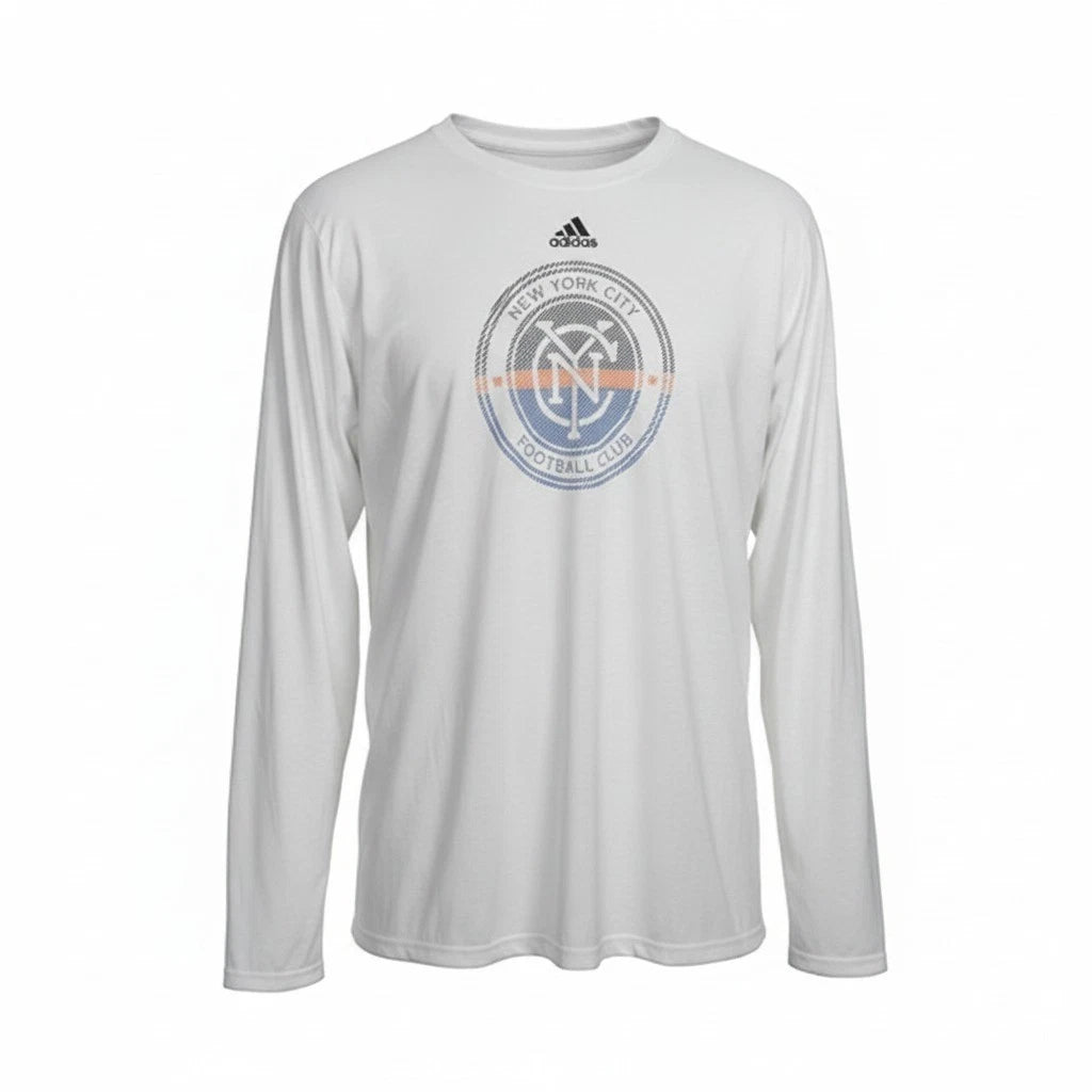 Adidas New York City FC Local Stoic Long Sleeve T-Shirt NYCFC Soccer White 2X