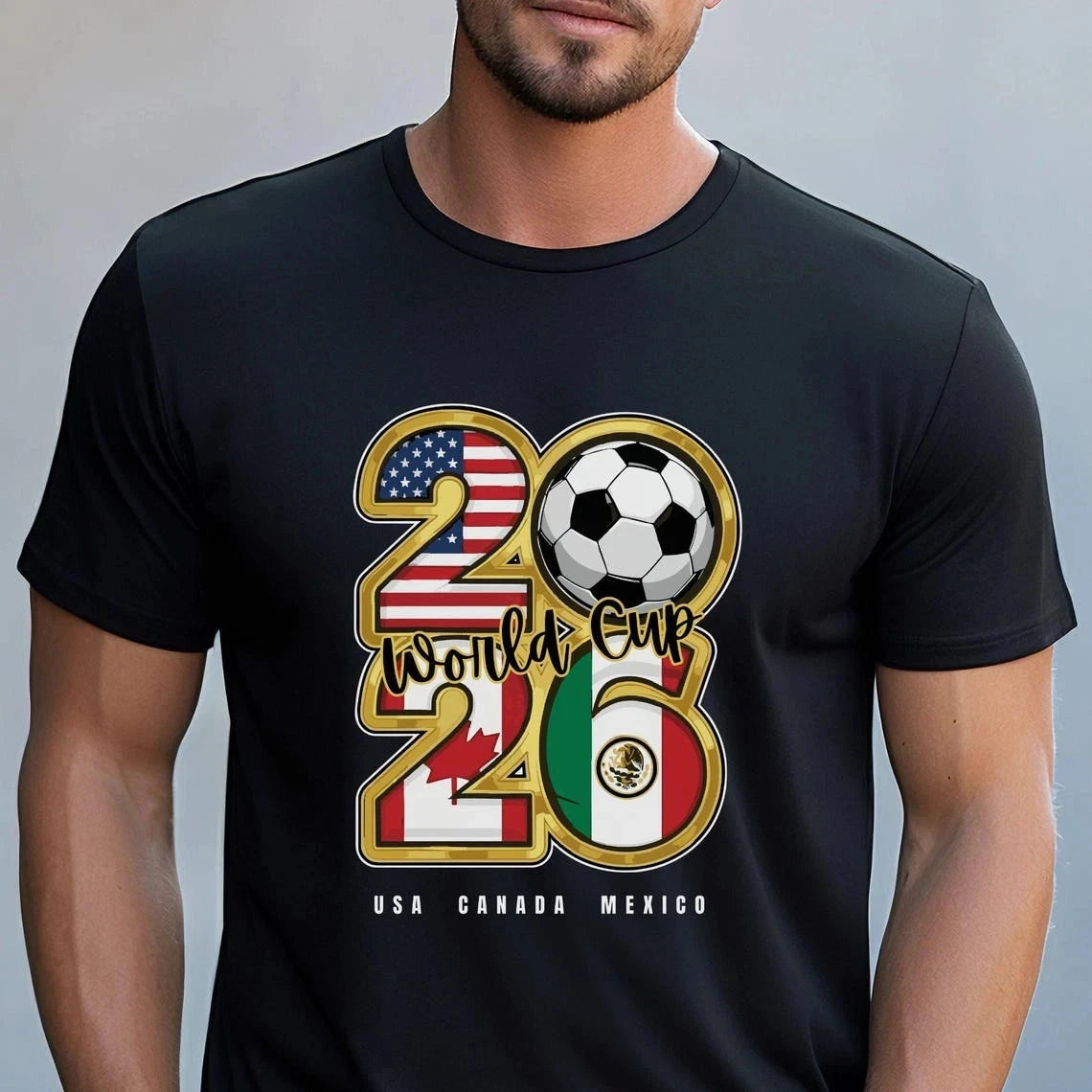 World Cup 2026 T Shirt USA Canada Mexico Soccer Graphic Tee