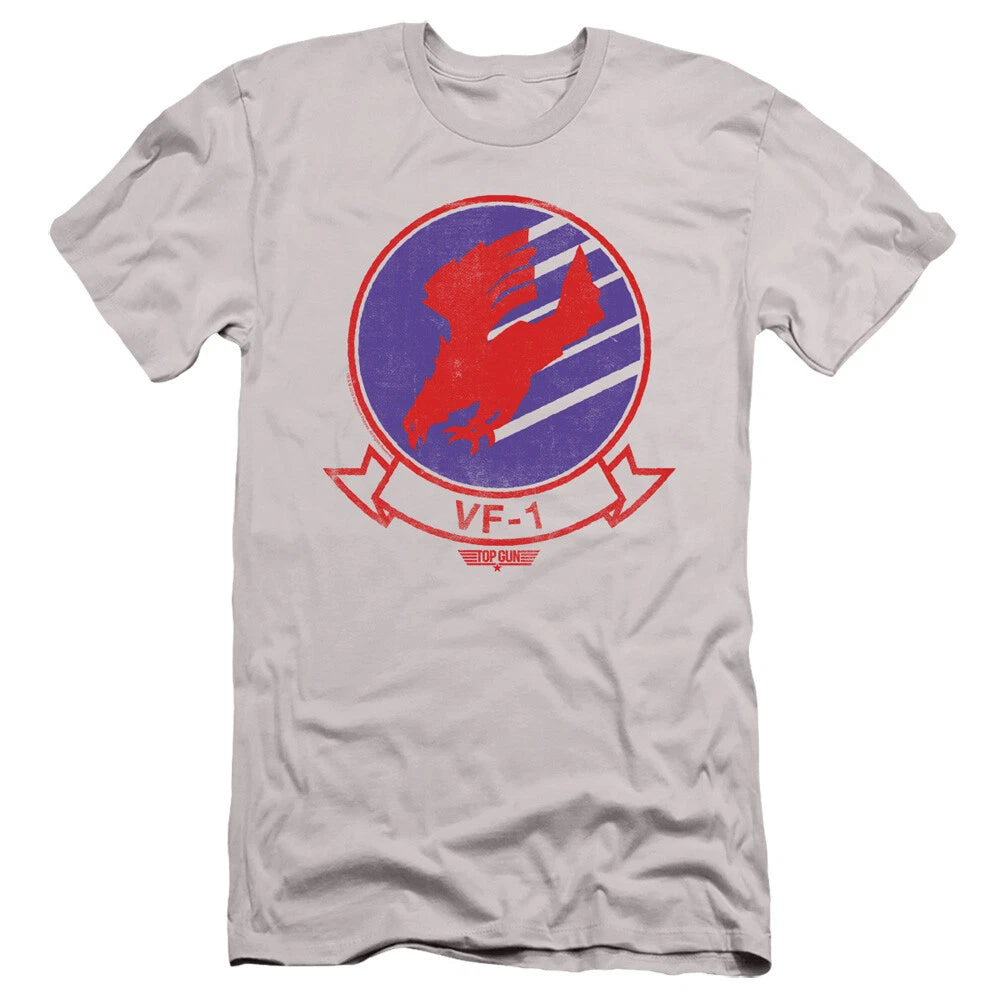 Top Gun Slim Fit T-Shirt VF-1 Logo Silver Tee