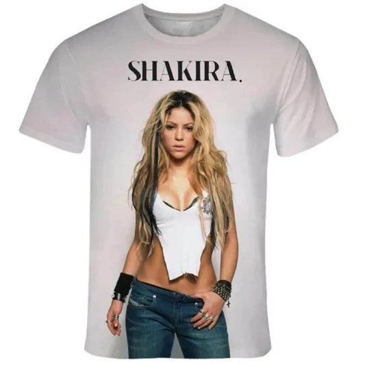 Sexy SHAKIRA 3D Printing Casual T-shirt Polyester 100-160 & S-5XL Unisex.