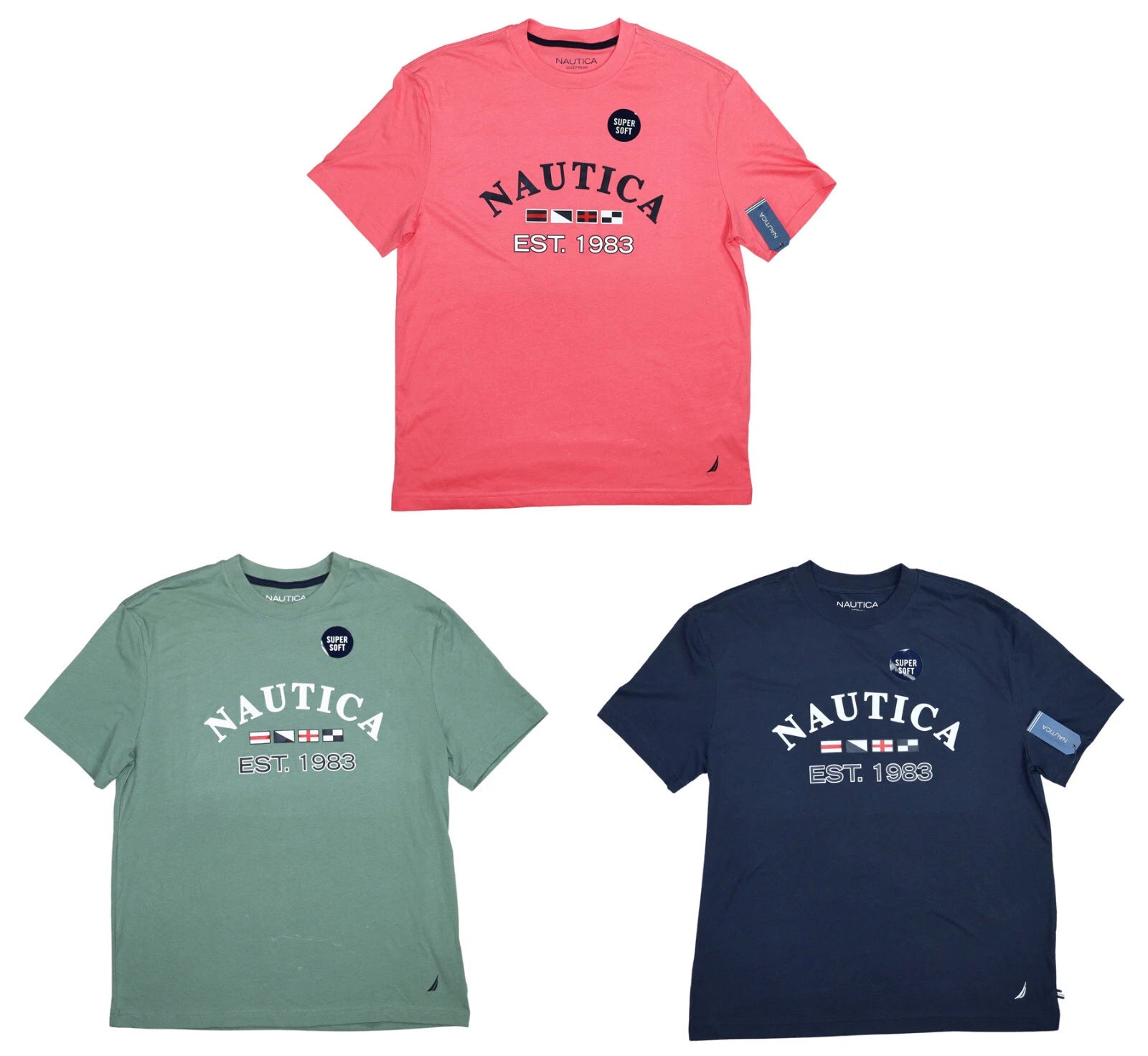 Nautica Logo Graphic Print Relaxed Fit Short Sleeve Crew Neck Men's T-Shirt NWT