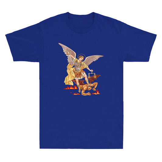 Saint Michael Archangel Angel Catholic Patron Funny Graphic Retro Men's T-Shirt