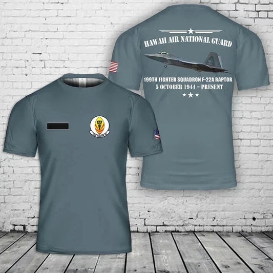 Custom Name 199th Fighter Squadron F-22A Raptor T-Shirt 3D
