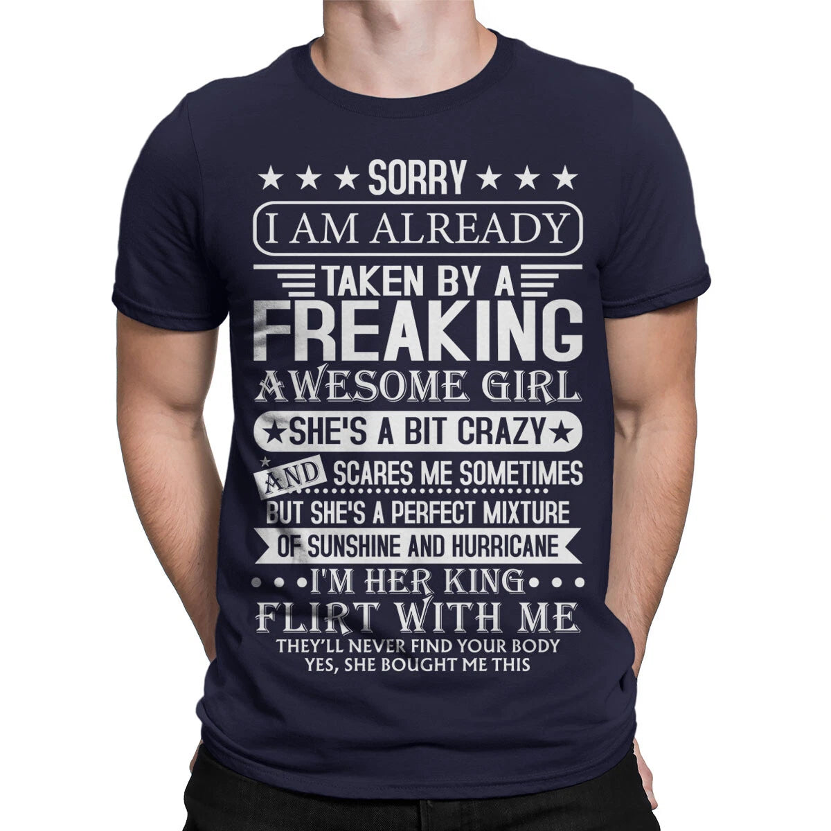 Funny Graphic T-Shirt Men Im Taken By A Freaking Awesome Girl Retro Vintage#T490