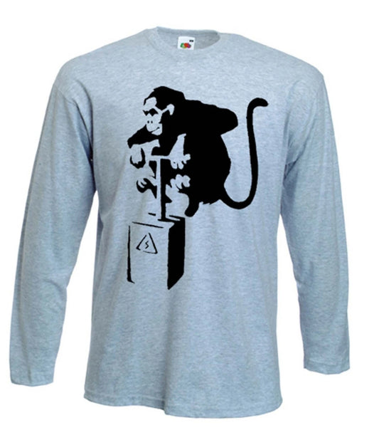BANKSY DETONATOR MONKEY LONG SLEEVE T-SHIRT - Urban Art - Choice Of Colours