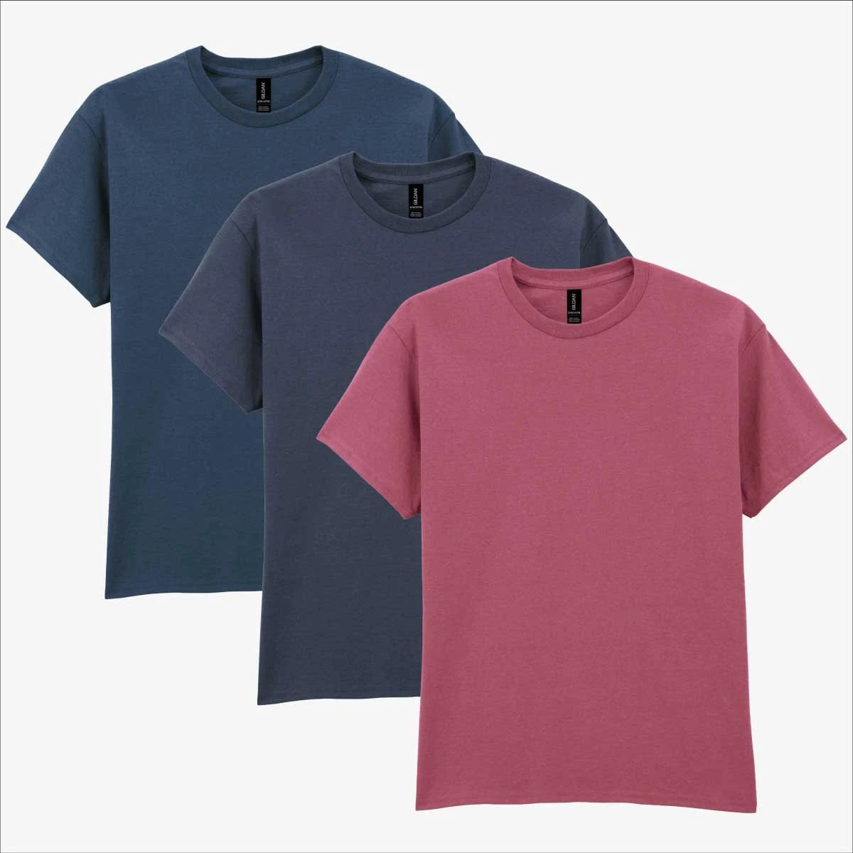 Gildan Ultra Cotton T-Shirt 3 Pack | Mens Tri-Colour Heather Plain Tee