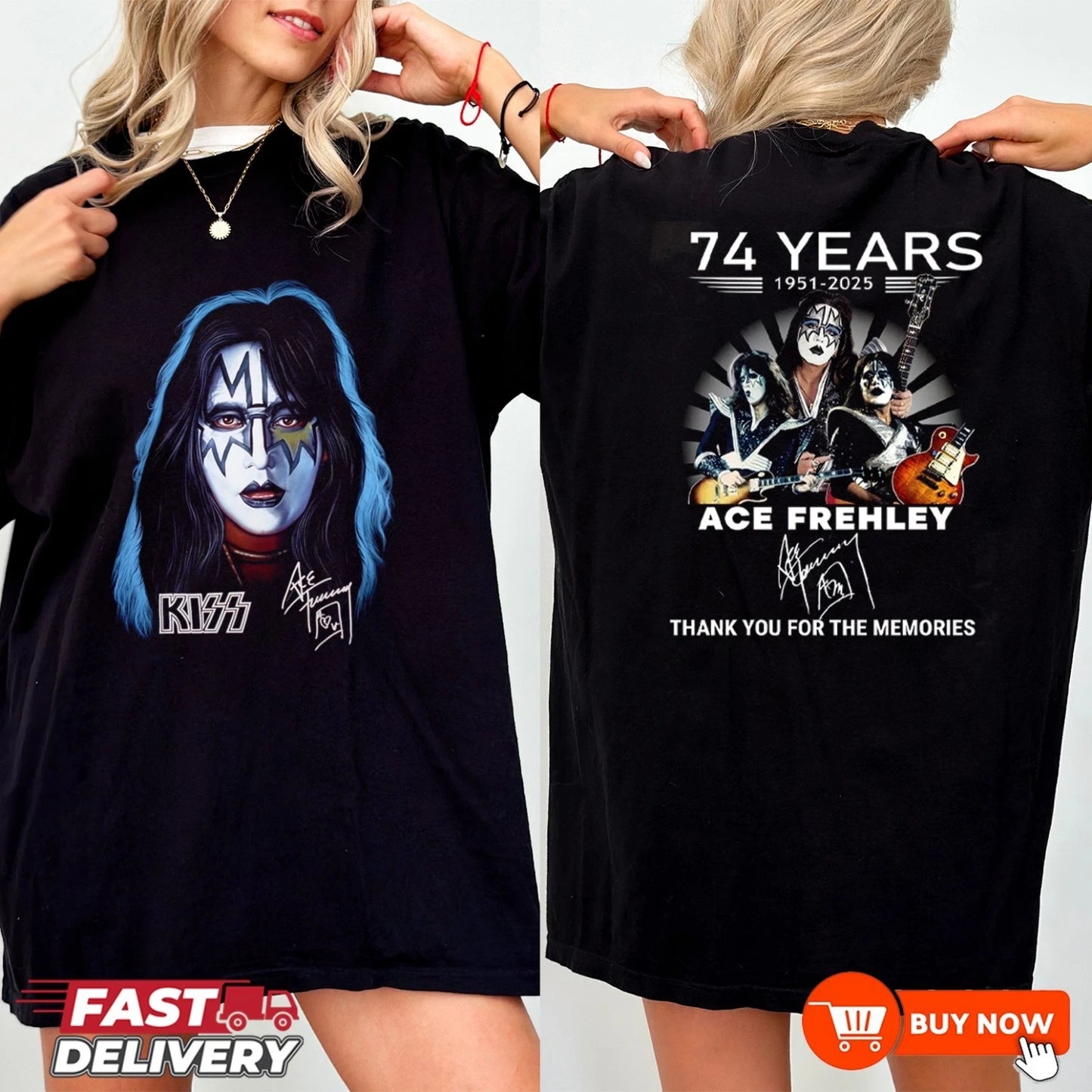 Rip Ace Frehley Shirt, Memories 1951-2025 Signature TShirt - Multicolors, S-5XL