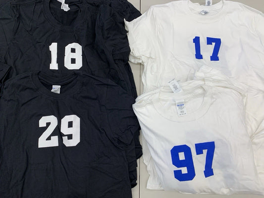 Gildan Soft Style Adult XS S M L XL Number Jersey T-Shirts White Black Team Set