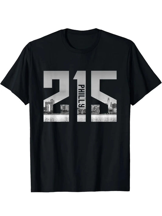 Vintage Philadelphia Philly 215 Area Code Skyline T-Shirt - Soft, Breathable Cot