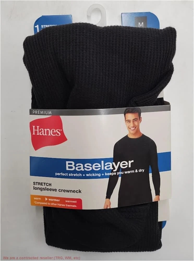 Hanes Men's Thermal Long Sleeve Waffle Knit Shirt - Black M *SEE DEAL!!!*