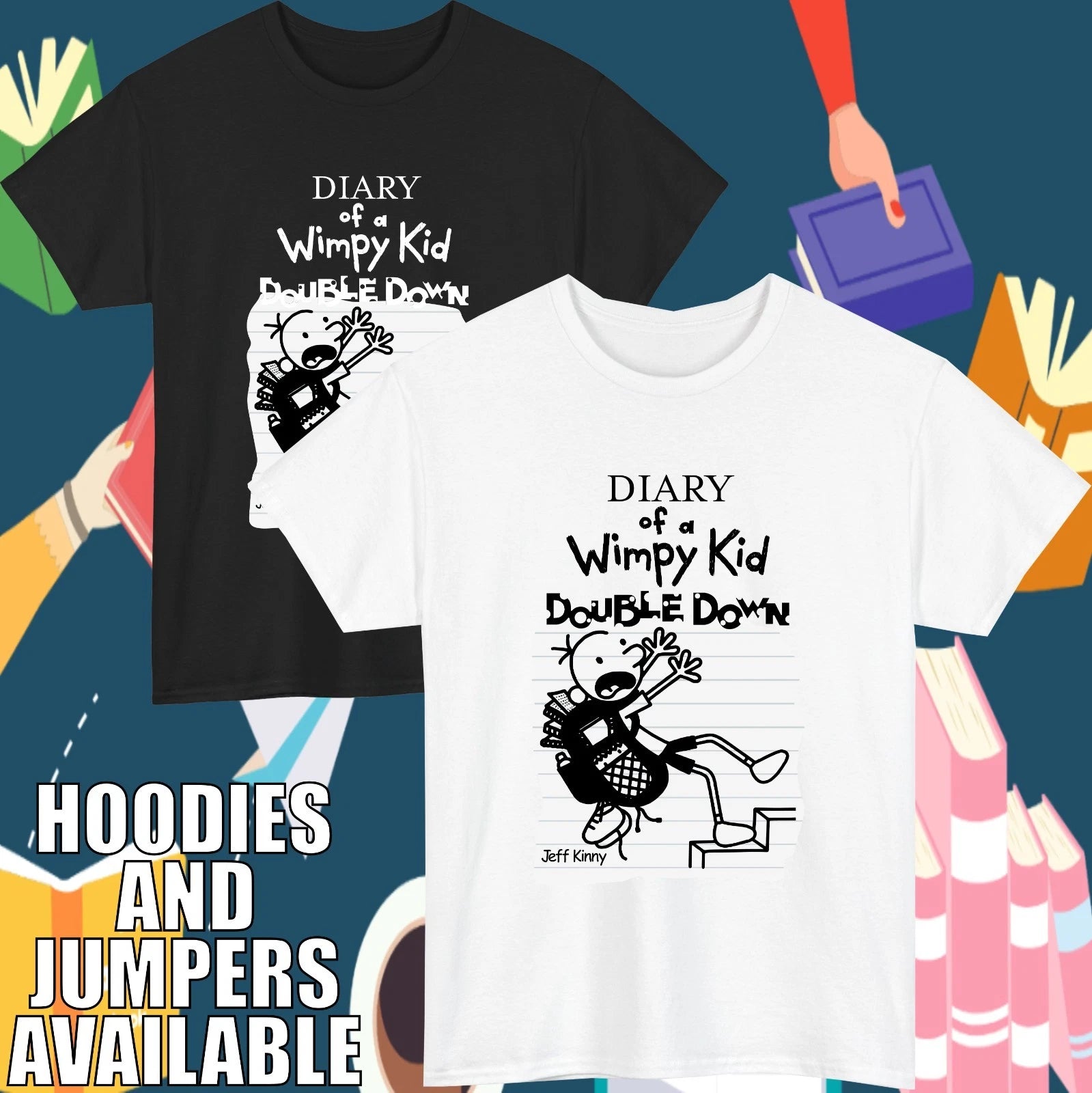 Diary of a Wimpy Kid Double Down T-Shirt – Kids Jeff Kinney’s Book Day Tee Top