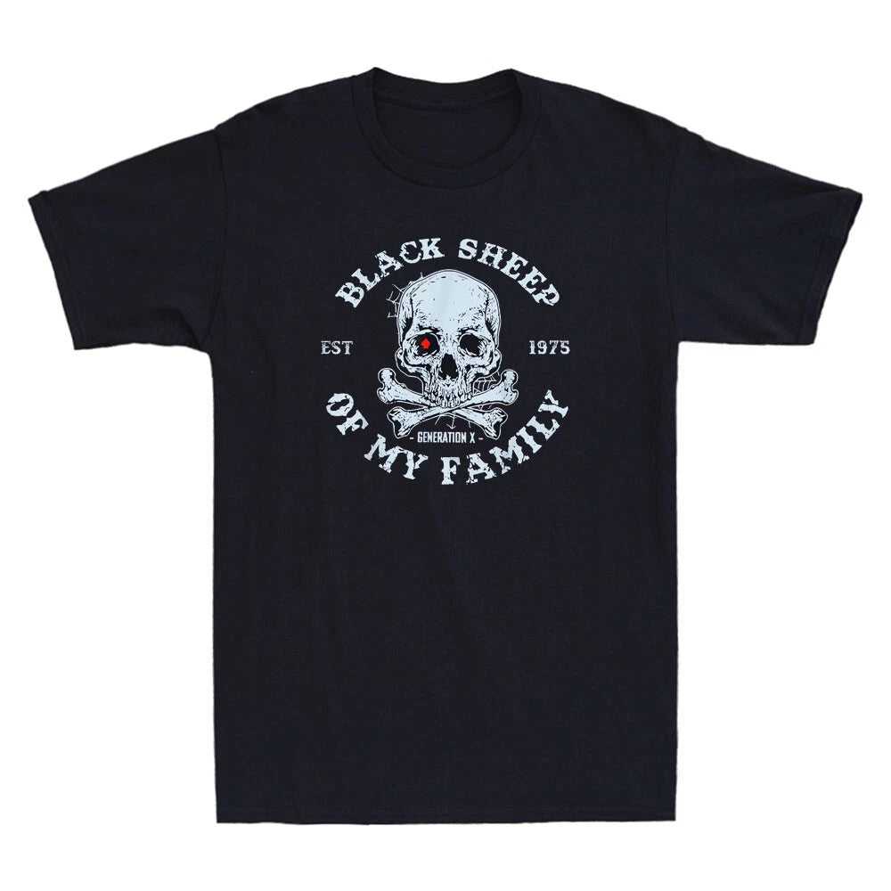 Skeleton GenX Est 1975 Black Sheep Of My Family Funny Men's Short Sleeve T-Shirt