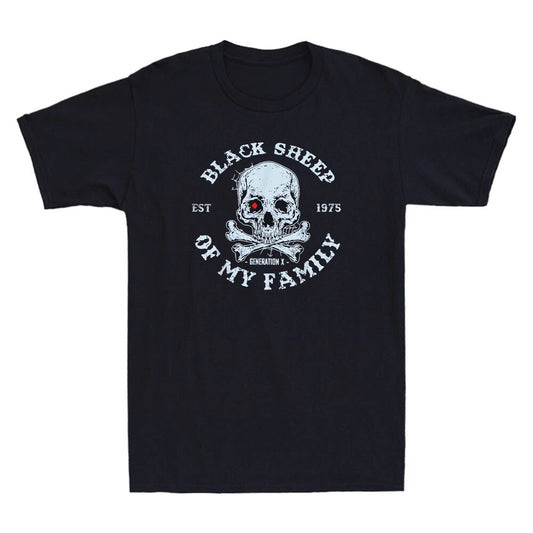 Skeleton GenX Est 1975 Black Sheep Of My Family Funny Men's Short Sleeve T-Shirt